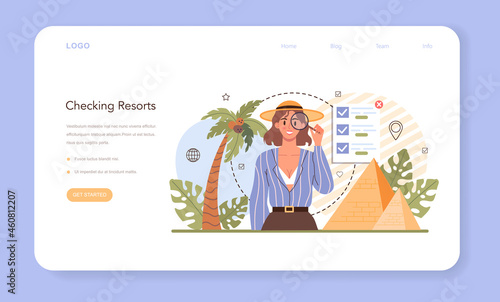Tour agent web banner or landing page. Vacation organization agency.