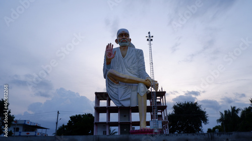 116 feet tall  World's Biggest Statue Shirdi Sai Baba Statue. Started in 2001 and took 11 years to complete. Yaganti,  Andhra Pradesh, Indi photo