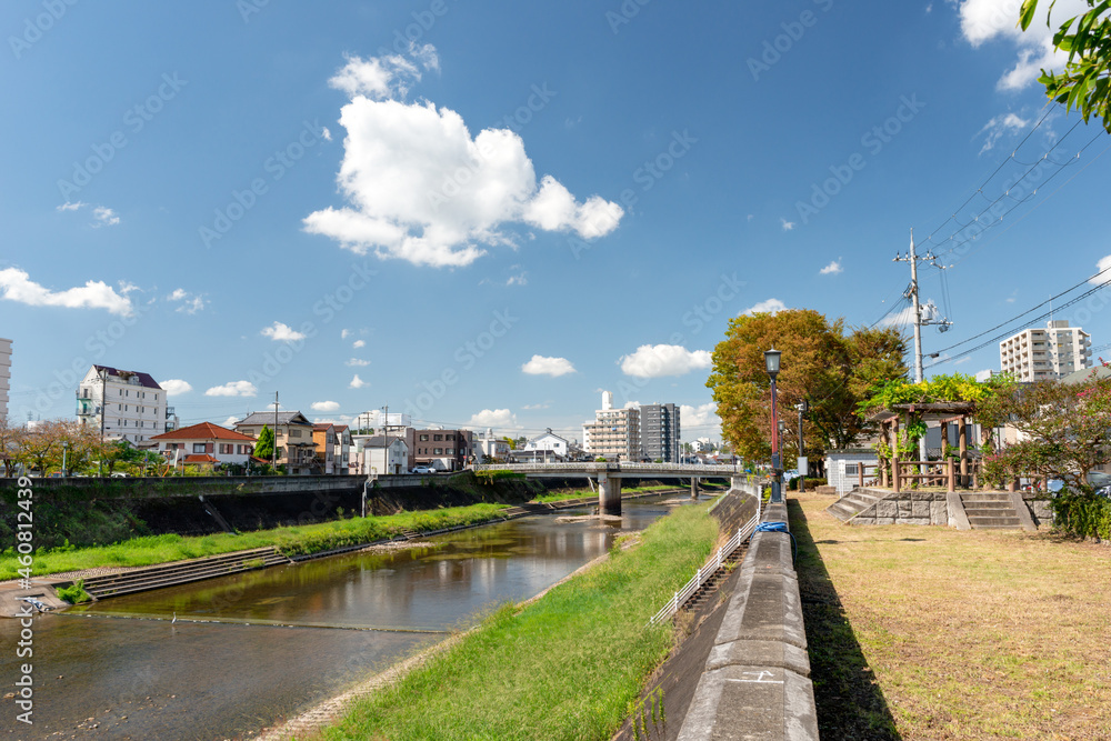Muko river running through Sanda city in Hyogo, Japan Muko river running through Sanda city in Hyogo, Japan
