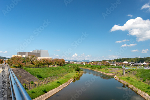 Muko river running through Sanda city in Hyogo, Japan