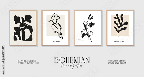 Abstract boho style art prints posters collection