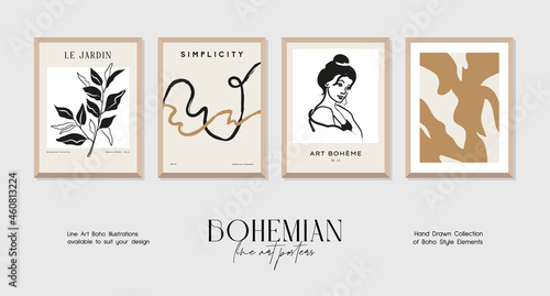 Abstract boho style art prints posters collection
