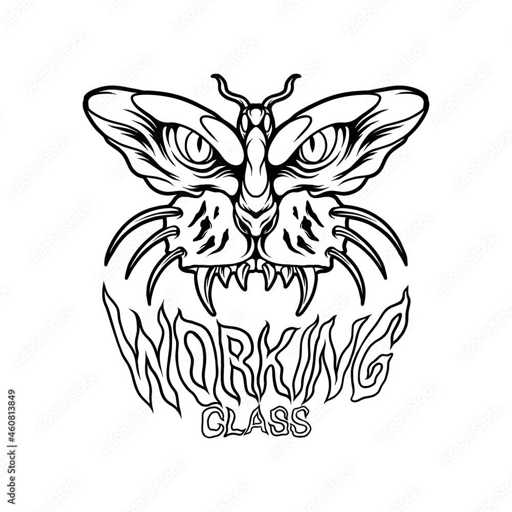 Butterfly With Tiger Head Silhoutte Butterfly With Tiger Head Silhoutte