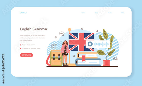 English class web banner or landing page. Study foreign languages