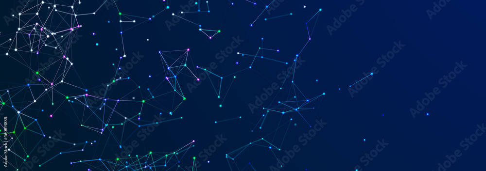 Structure of connected lines and dots. Wireframe polygonal elements on a dark background. Science and technology. 3d Structure of connected lines and dots. Wireframe polygonal elements on a dark background. Science and technology. 3d