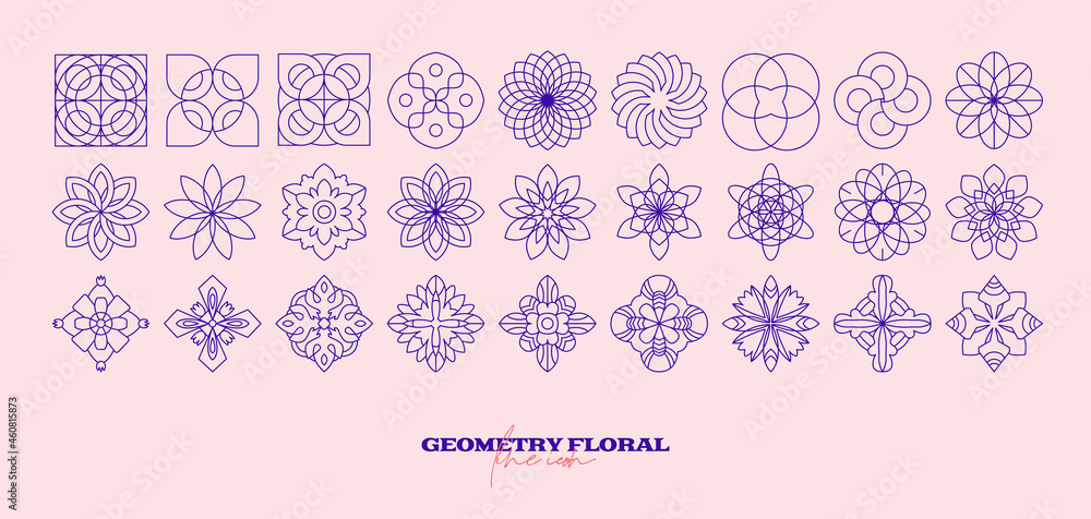 Abstract Geometrical Flower set. Simple line icon. Monochrome polygonal plants vector. Abstract Geometrical Flower set. Simple line icon. Monochrome polygonal plants vector.