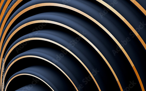 Wallpaper Mural dark blue and yellow wavy line abstract geometric pattern wallpaper 3d rendering flat design style Torontodigital.ca
