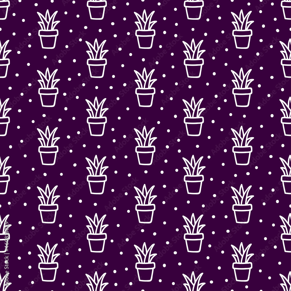 Purple seamless pattern with hand drawn succulents Purple seamless pattern with hand drawn succulents