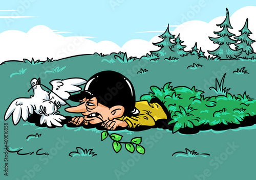 Forest military sabotage spy pigeon fight resistance to peace
