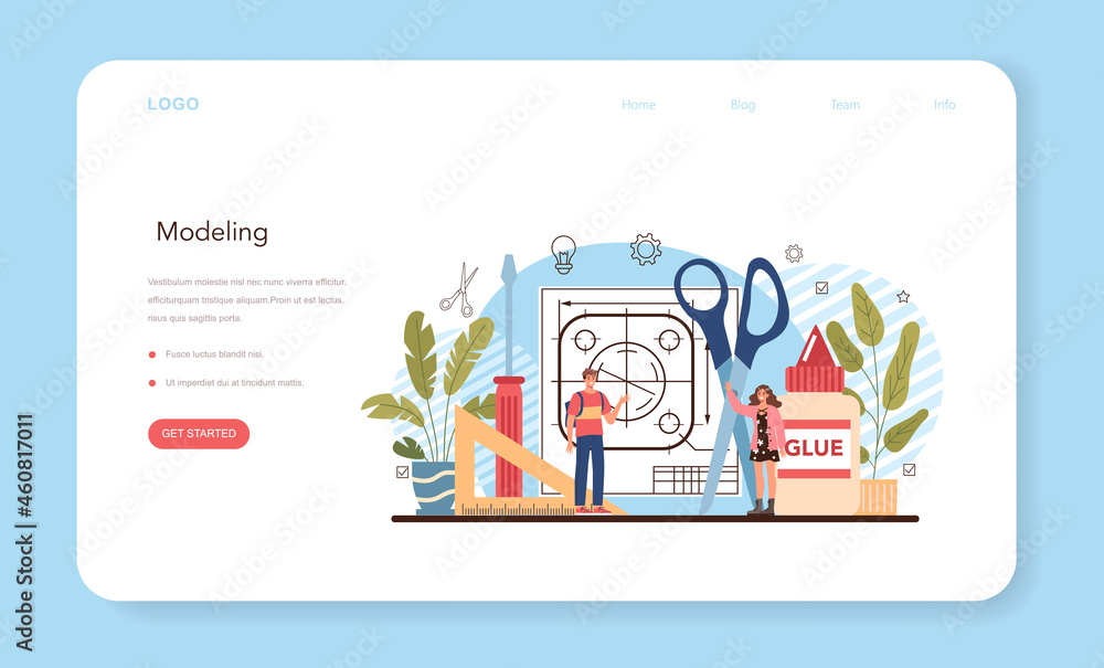Crafting and modeling school course web banner or landing page. Crafting and modeling school course web banner or landing page.