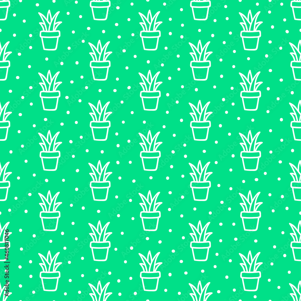 Green seamless pattern with hand drawn succulents Green seamless pattern with hand drawn succulents