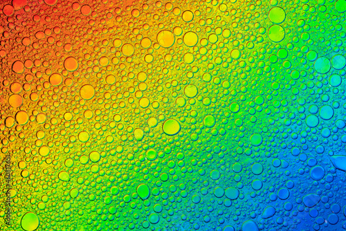   bstract image of oil and water bubbles of various colors. Colorful artistic image of oil drop on water for modern and creation design background