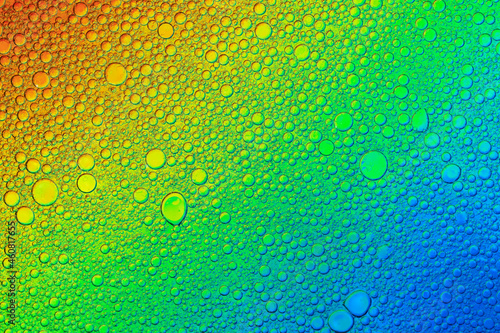   bstract image of oil and water bubbles of various colors. Colorful artistic image of oil drop on water for modern and creation design background