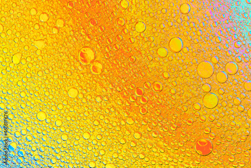   bstract image of oil and water bubbles of various colors. Colorful artistic image of oil drop on water for modern and creation design background