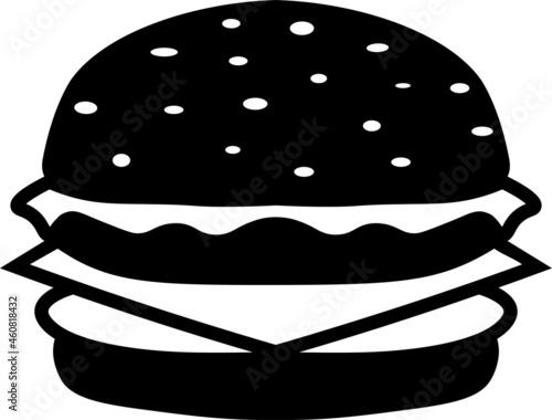 Burger icon, black vector isolated on white background, sillouette logo, Burger transparent sign , Fast Food Symbols, lined elements in outline style
