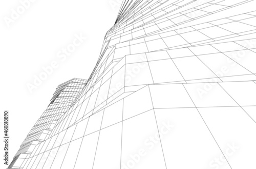 abstract architecture digital 3d drawing