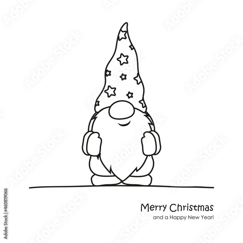 cute christmas dwarf cartoon for coloring book