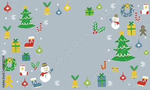 クリスマスモチーフのイラストレーションフレーム