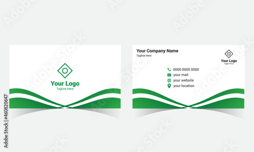 green Business Card Design Template. Modern, professional Green business card.