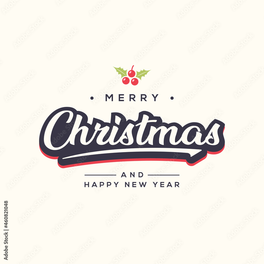 Merry Christmas and Happy New Year, with handwritten lettering, concept for shirt, logo, etc. Merry Christmas and Happy New Year, with handwritten lettering, concept for shirt, logo, etc.