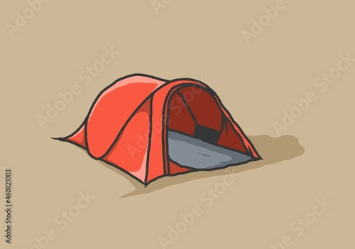 Red camping tent illustration drawing