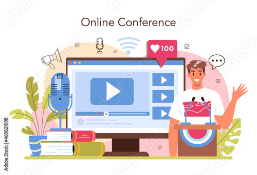 Speaker online service or platform. Rhetoric specialist speaking