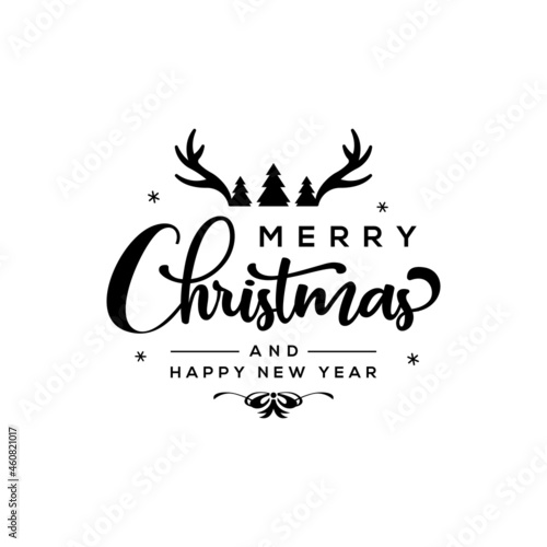 Merry Christmas and Happy New Year typography, Vector Illustration, concept for shirt, logo, etc.