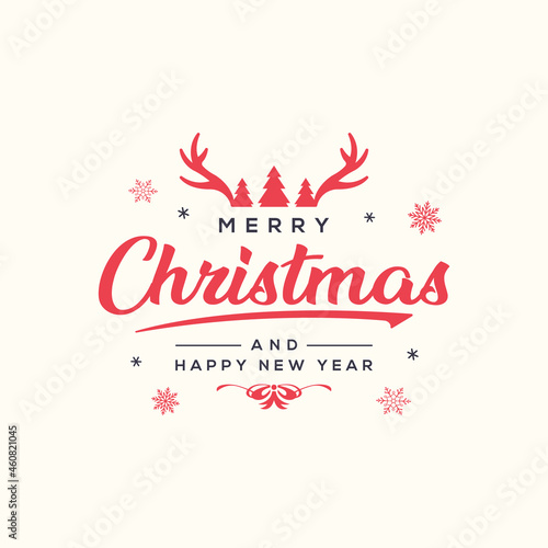 Merry Christmas and Happy New Year, Vintage logo design, concept for shirt, logo, etc.