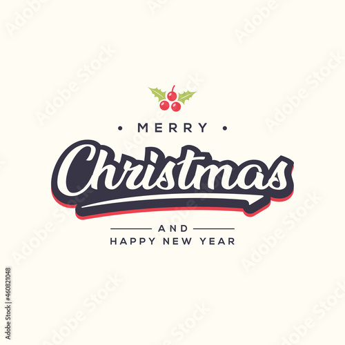 Merry Christmas and Happy New Year, with handwritten lettering, concept for shirt, logo, etc.