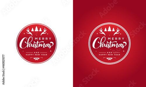 Merry Christmas and happy new year. Vector logo for merry christmas holiday, sticker christmas