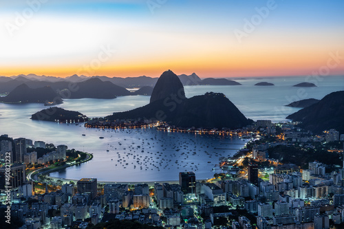 sunset over the sea, panorama of the sea, Rio de Janeiro, Enseada de Botafogo, landscape, sunrise, ocean, sky, pão de açucar, bondinho, sugar Loaf, water, view, sun, nature, summer, beach, coast  photo