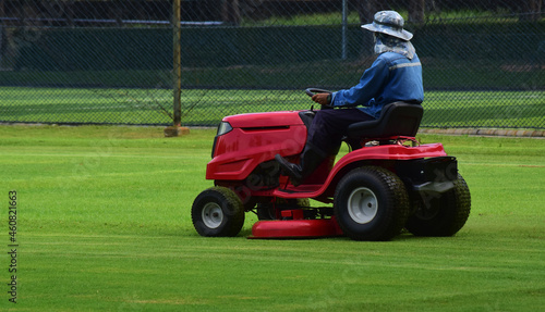 football field with green grass and have grass cut football field