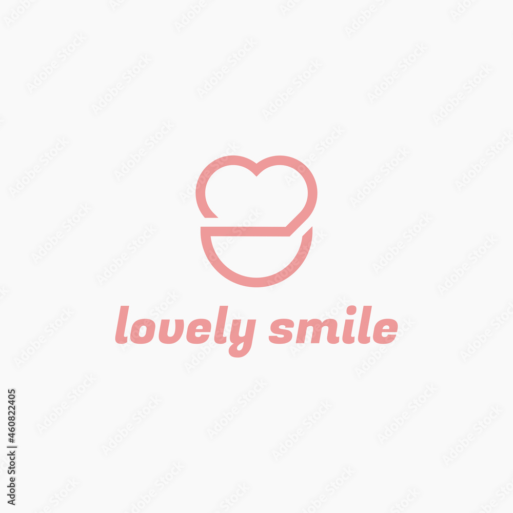 Lovely Smile logo design. Combination of Heart symbol with Happiness Expression logo design Lovely Smile logo design. Combination of Heart symbol with Happiness Expression logo design