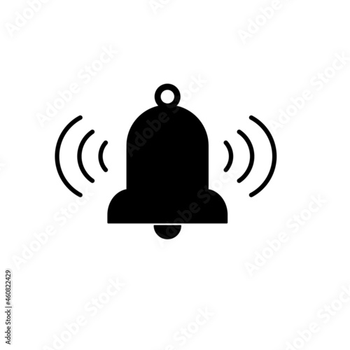 silhouette of a bell. Vector icon of alarm isolated on white