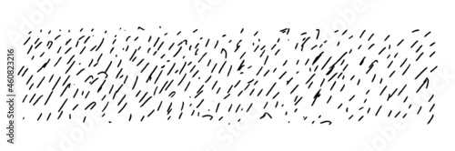 Drawn diagonal short scattered strokes. Hand-drawn jagged thin short lines. Horizontal background texture isolated on white.