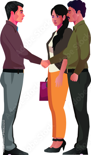 business people shaking hands finishing up a meeting vector illustation characters1 photo