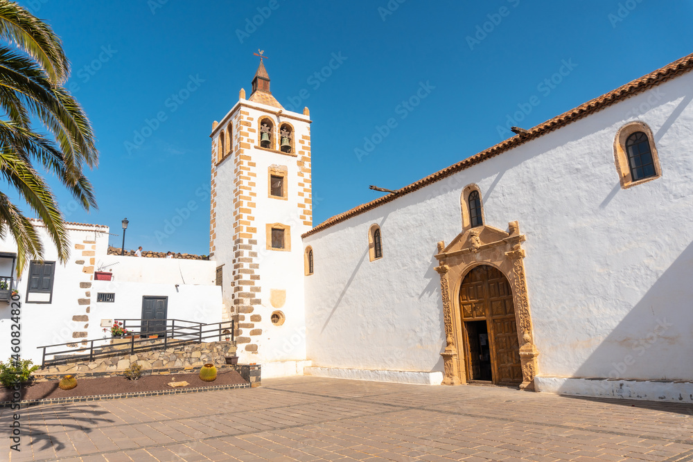 The beautiful white church of Betancuria, former capital, west coast of the island of Fuerteventura, Canary Islands. Spain