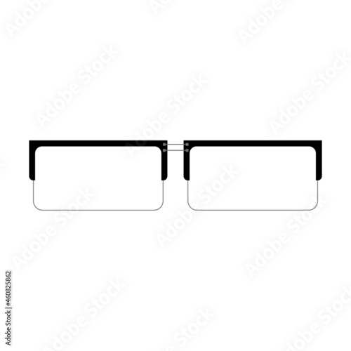 Classic glasses with rectangular transparent lenses. Vector clipart on white background. Isolated illustration.