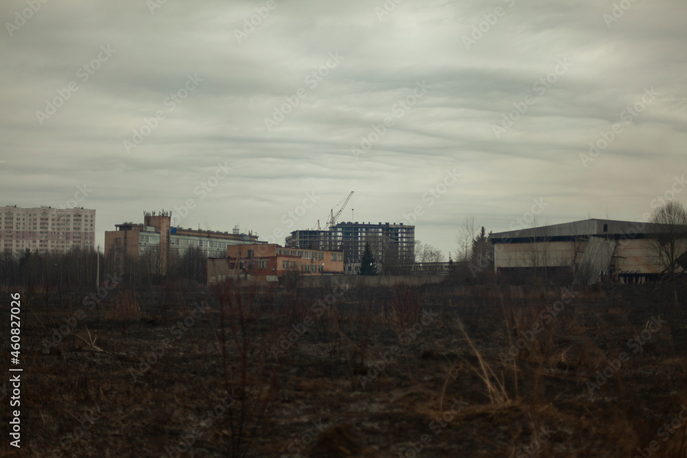 The cityscape on a cloudy day. The cityscape on a cloudy day.