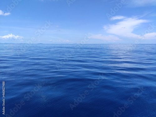 Calm Sea and Blue Sky Background.