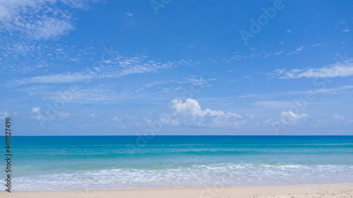 Calm beach and Blue Sky Background.