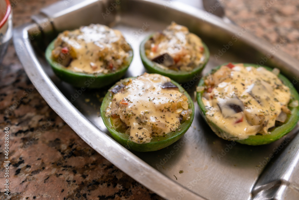 Delicious vegetarian meal with melted cheese