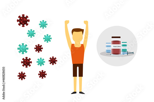 Health Man Insurance design concept with vaccine vector design.