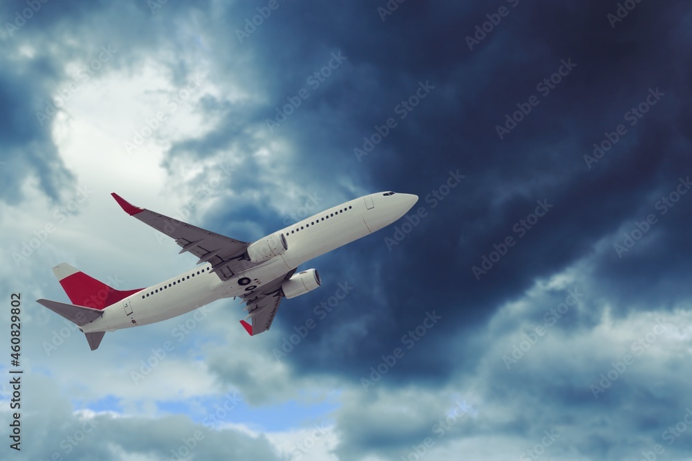 Big Airplane in the sky at sunrise or sunset Big Airplane in the sky at sunrise or sunset