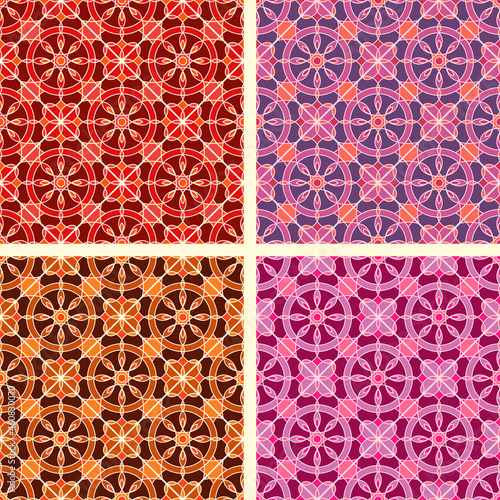 Set of geometric seamless patterns.Vector background with geometrical ornament.