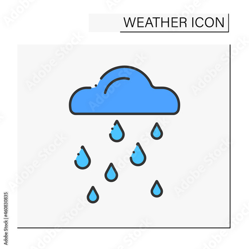 Heavy rain color icon. Weather forecast. Cloud with raindrops. Rainfall.Weather concept. Isolated vector illustration