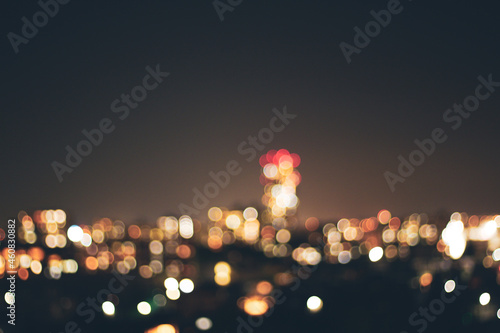 夜の街のボケた写真