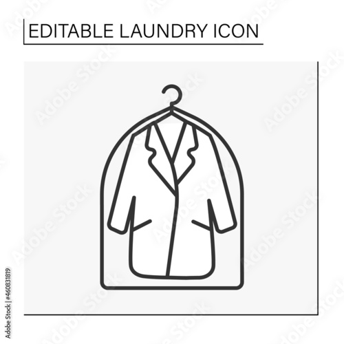  Garment bag line icon. Clothing protection from dirt. Laundry service concept. Isolated vector illustration.Editable stroke
