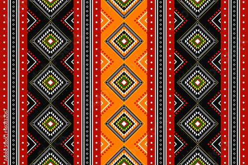 Geometric ethnic oriental seamless pattern traditional Design for background,carpet,wallpaper.clothing,wrapping,Batik fabric,Vector illustration.embroidery style - Sadu, sadou, sadow or sado