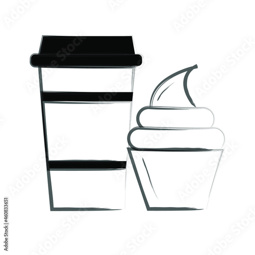 Set of a cup and a cake